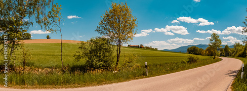 High resolution stitched panorama at the famous Drachensee lake, Furth im Wald, Bavarian forest, Bavaria, Germany photo