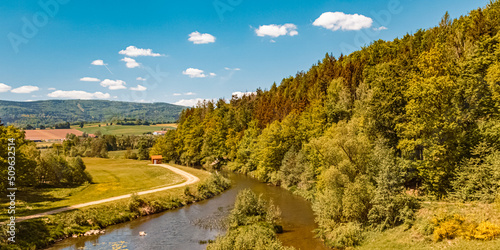 Beautiful summer view at the famous Drachensee lake, Furth im Wald, Bavarian forest, Bavaria, Germany
