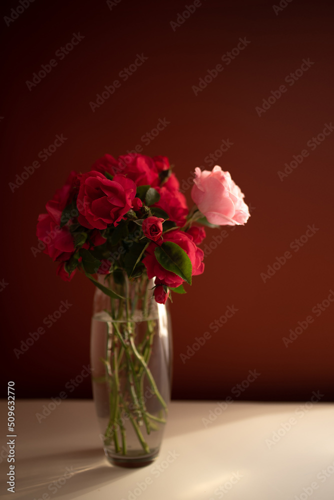 bouquet of red roses in a vase