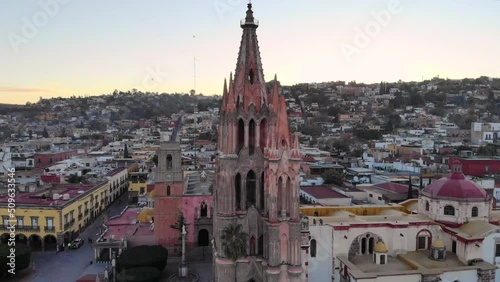 Aerial view of San Miguel de Allende in Guanajuato, Mexico at sunrise photo