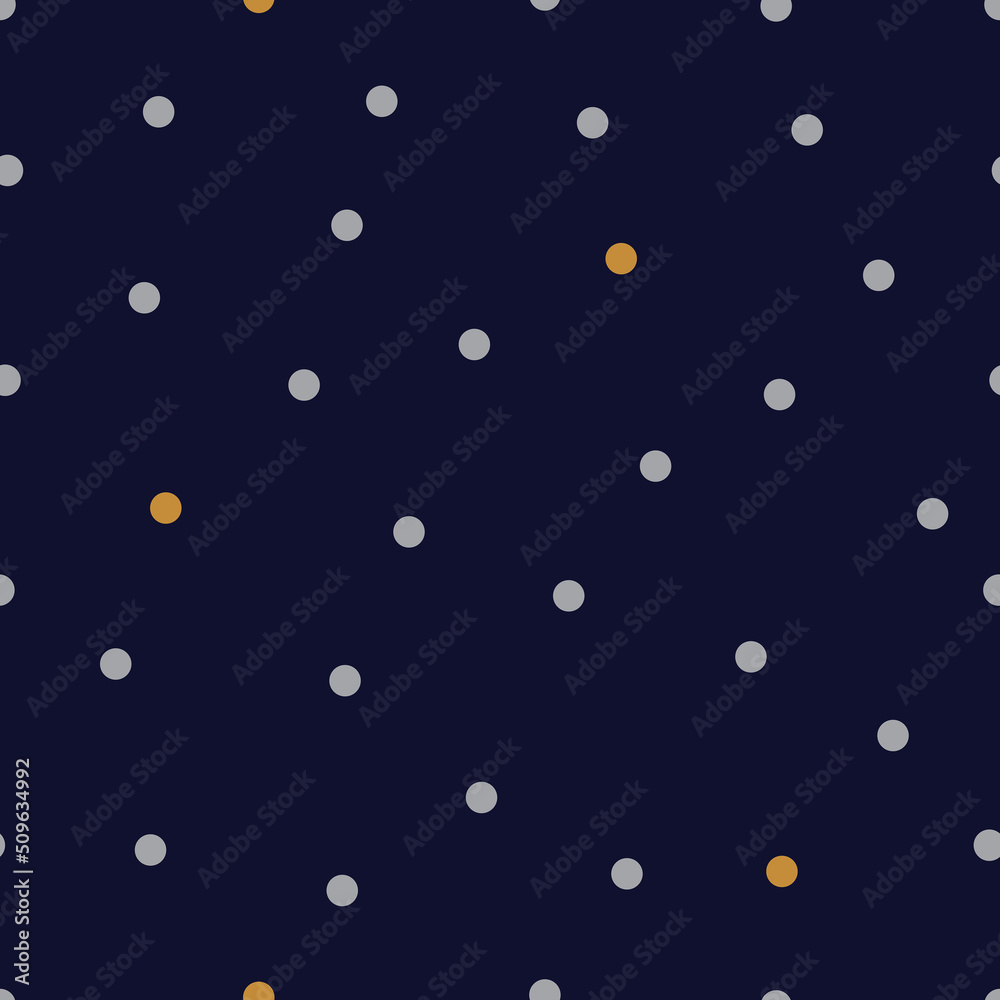 Decorative christmas abstract polka dots in the style of the 60s.
 Gold polka dot vector seamless pattern. Can be used in textile industry, paper, background, scrapbooking.