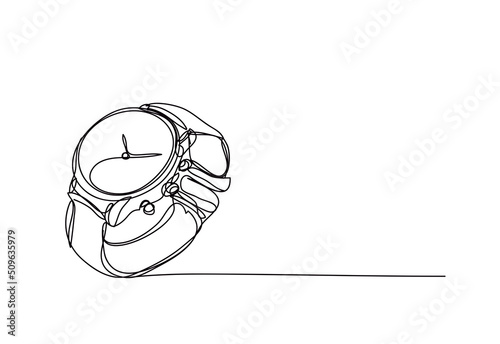 wristwatch , continuous line drawing, vector illustration.