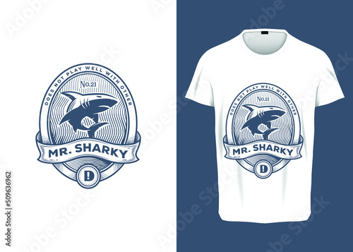 Shark warning in vintage emblem Vector Illustration for t-shirt prints, posters, apparel, and other uses