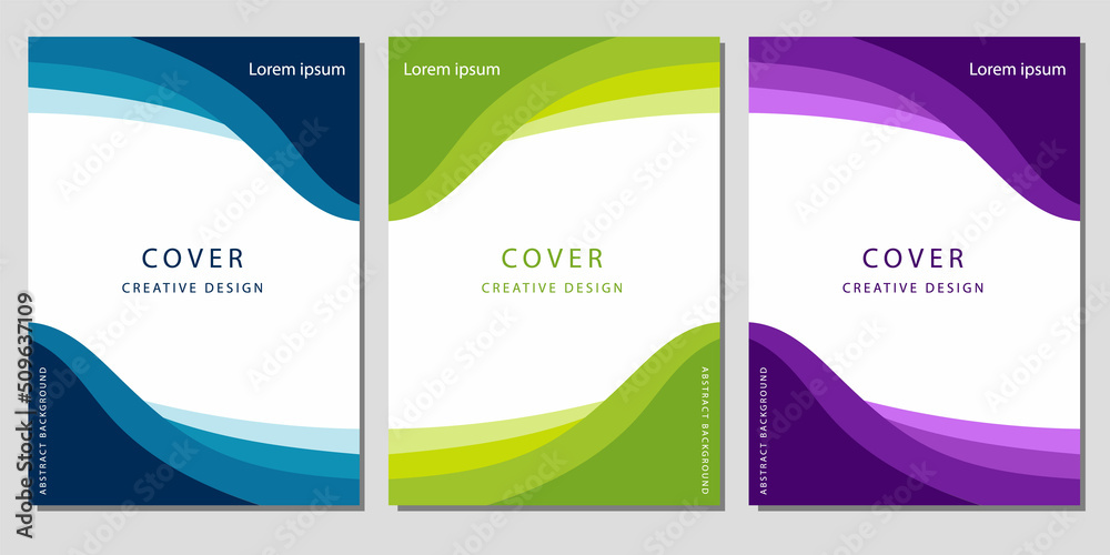Fototapeta premium Modern Covers Template Design. Blue, Green, Purple colors. Set of Trendy Abstract Colorfull shapes for Presentation, Magazines, Flyers, Annual Reports, Posters and Business Cards.