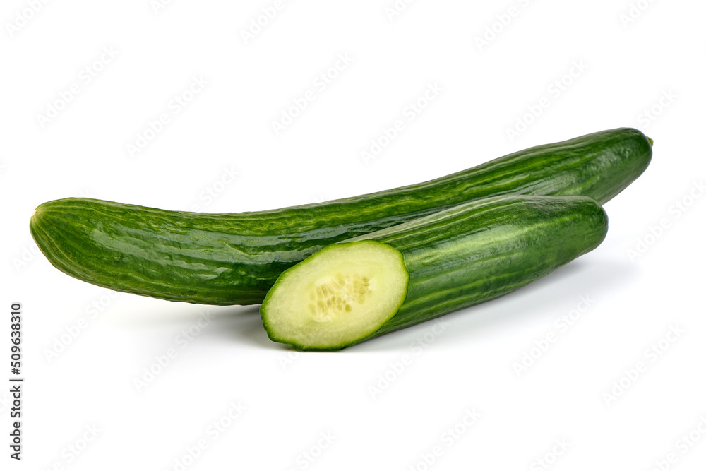 Long Cucumbers, isolated on white background. Long Cucumbers, isolated on white background.