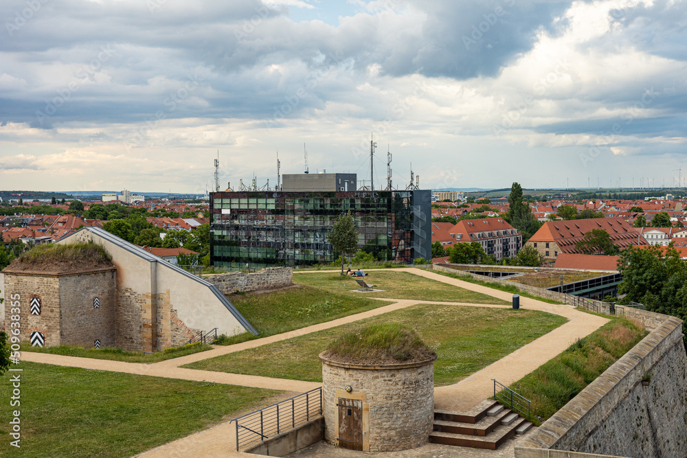 old military buildings - now a park at the peters mountain in Erfurt