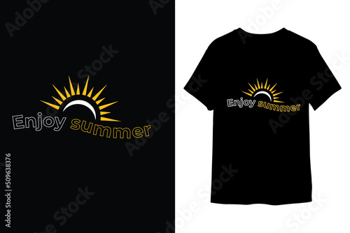 t shirt design with text or Enjoy summer t shirt design with editable vector