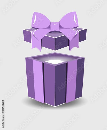 Gift box set with ribbon bow isolated on  background.
 Realistic vector icon for present,
 birthday or wedding banners