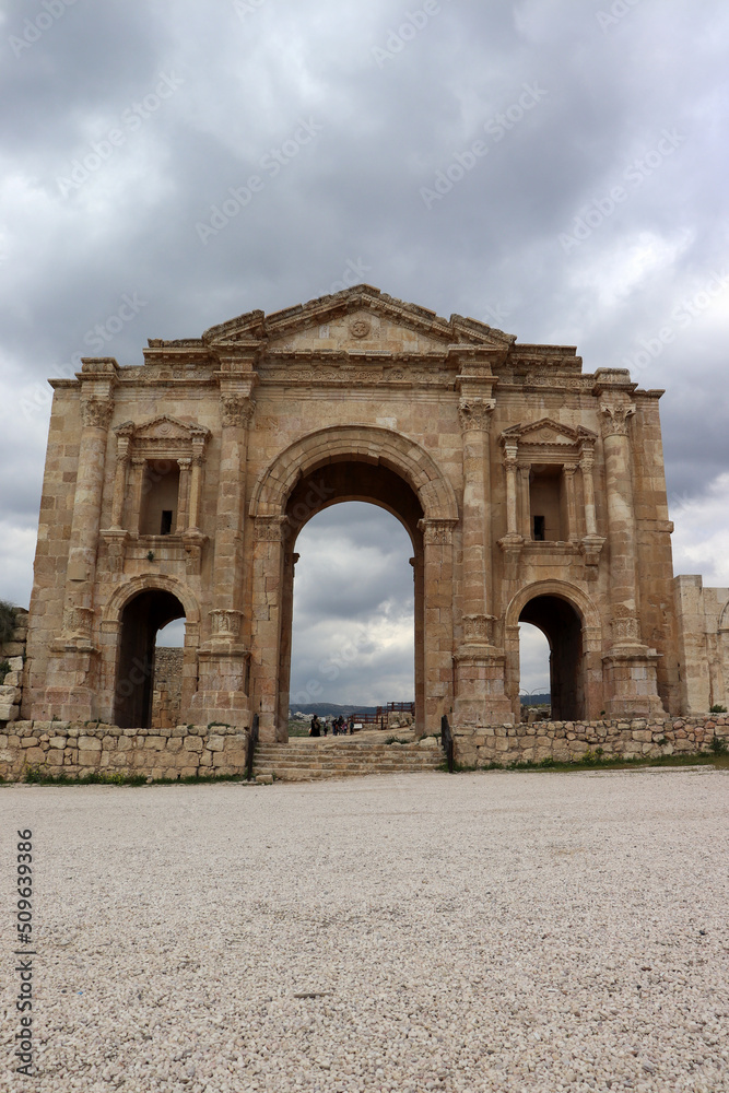 Jerash, Jordan - Arch of Hadrian in historical Jerash city (Grassa) Roman and Greek city