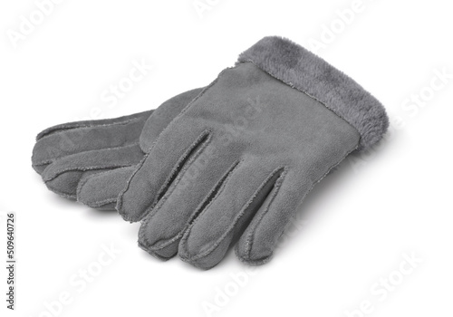 Pair of gray winter warm gloves