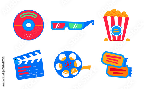 Movie premiere at the cinema - flat design style icons set