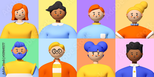 International, gender and age diversity - realistic colorful 3d illustration