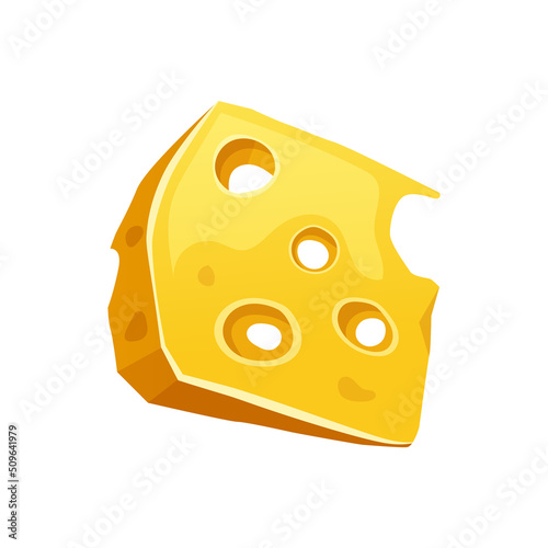 Cheese or curd slice with holes, vector icon