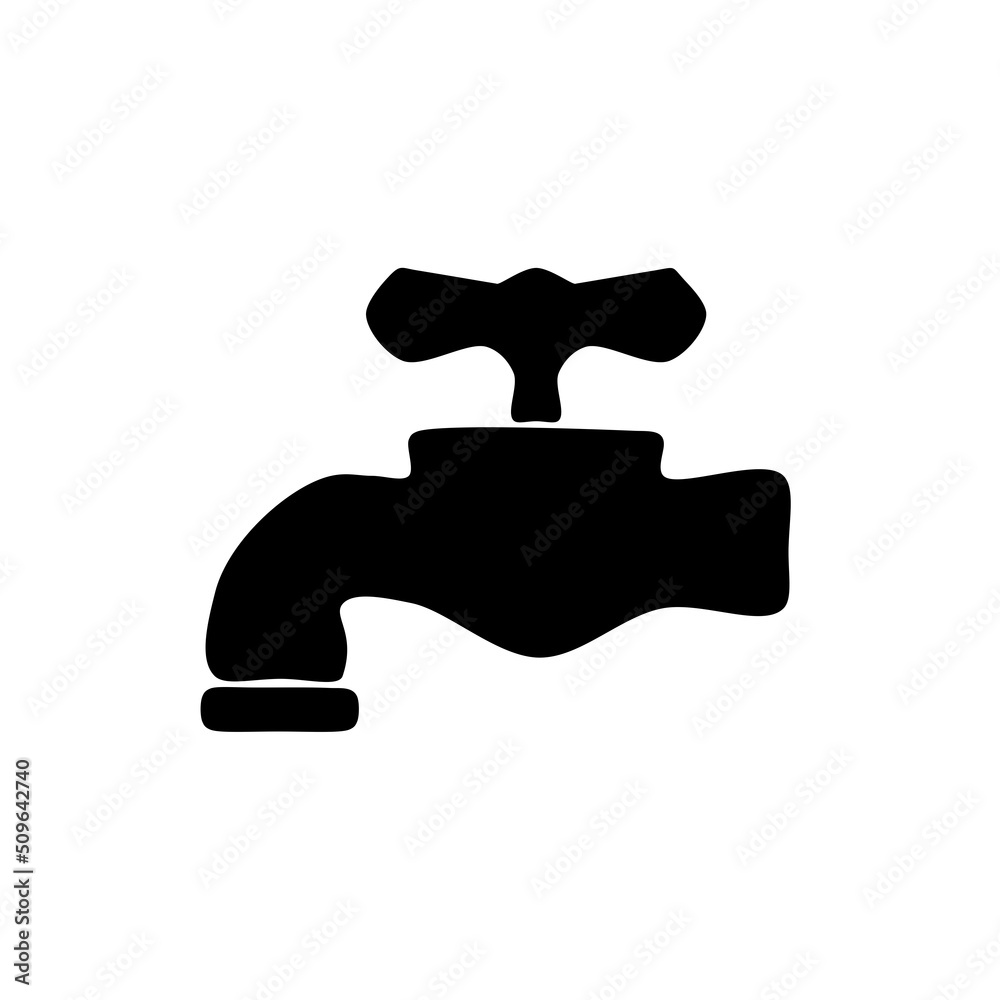Faucet icon in flat style hand drawn icon Faucet icon in flat style hand drawn icon