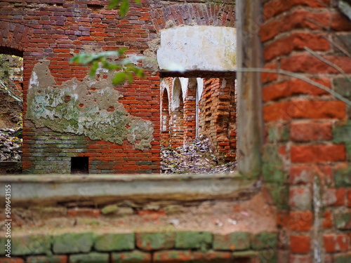 The ruins of the old brick estate of the Wrangel barons in the village of Torosovo. Volosovsky district, Leningrad region, Russia. photo