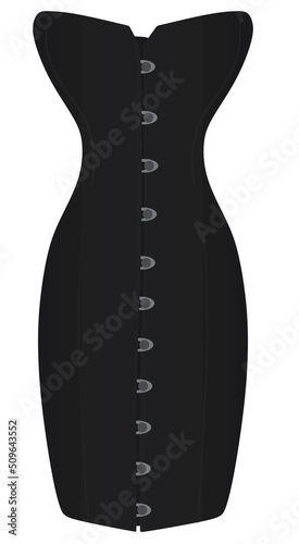 Fotografiet Black corset  dress. vector illustration