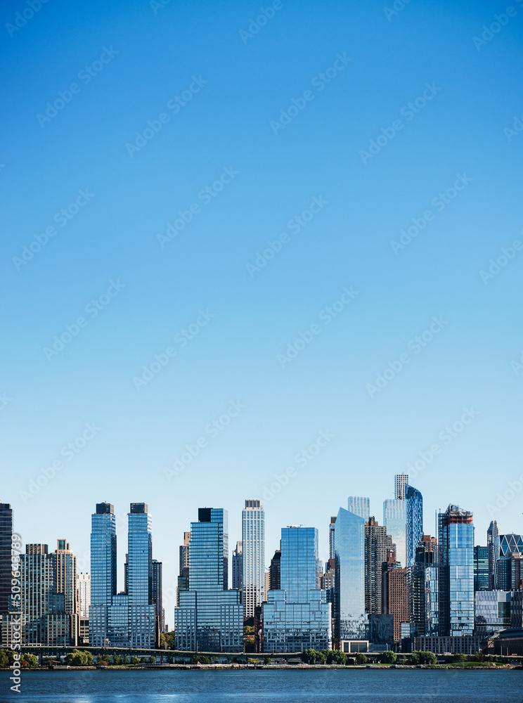 View of the West side of Manhattan and the Hudson river as seen from West New York, New Jersey View of the West side of Manhattan and the Hudson river as seen from West New York, New Jersey