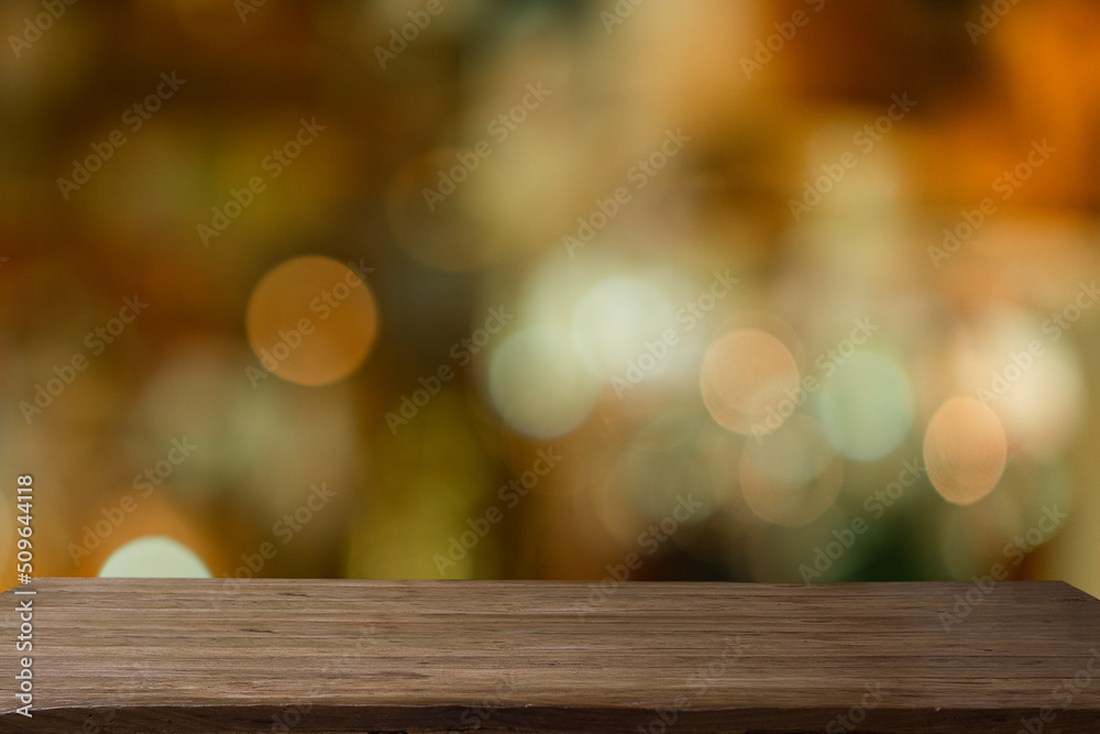 wooden table and Abstract bokeh background. wooden table and Abstract bokeh background.