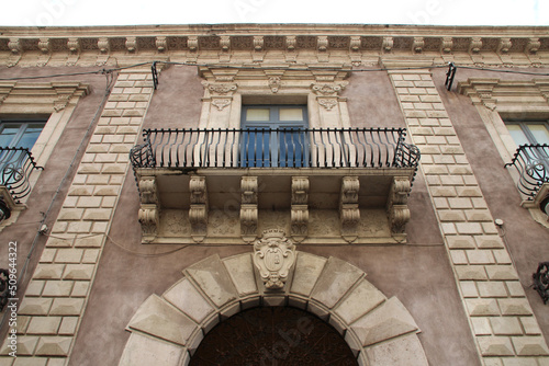 baroque palace (biscari alla collegiata) in catania in sicily (italy)  photo