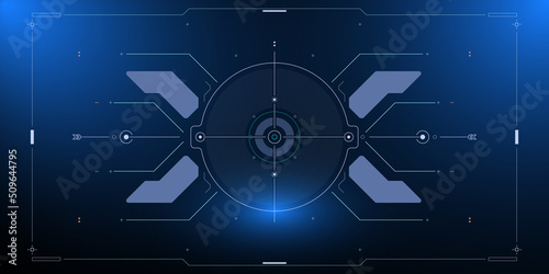 HUD Futuristic Technology Interface Screen UI System Panel  Vector. Abstract Cockpit, Radar Virtual Cyber Control Display Concept For Game App UI Illustration