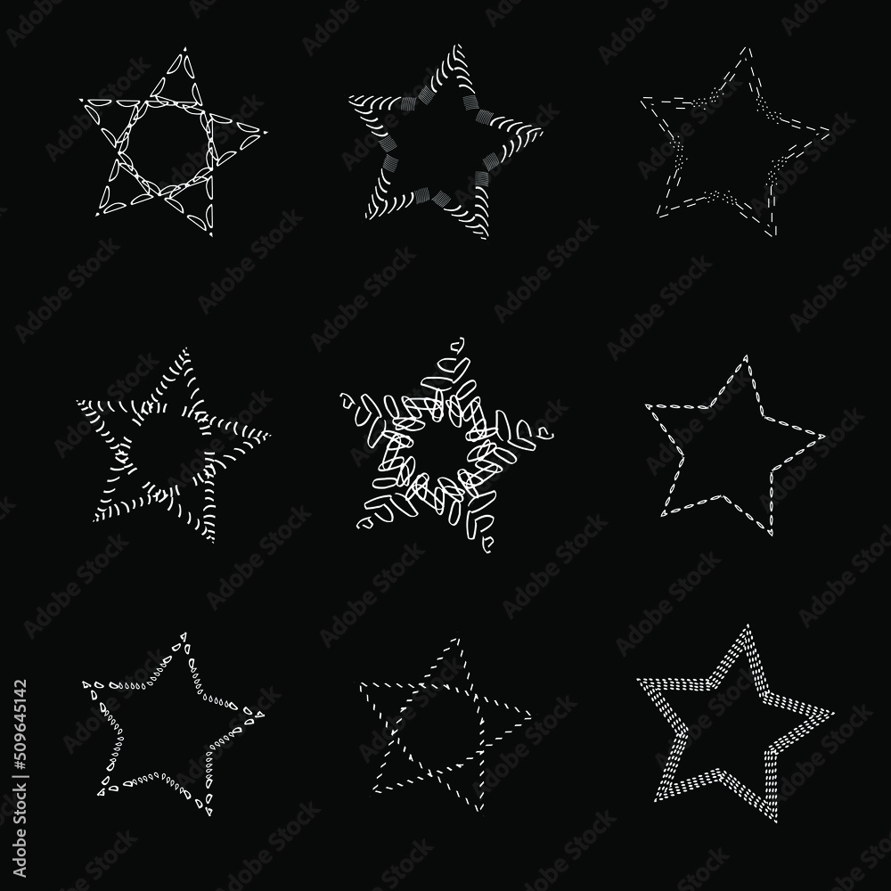 set of vector openwork stars with ornament