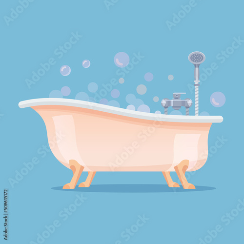 Ivory bathtub or bath, vector icon or banner.