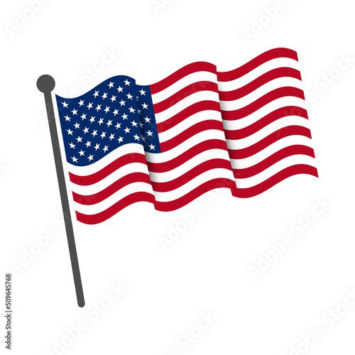 American flag on white background