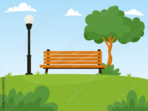 vector illustration of benches park background