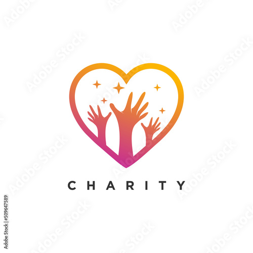 Charity icon vector with modern element concept logo design Premium Vector