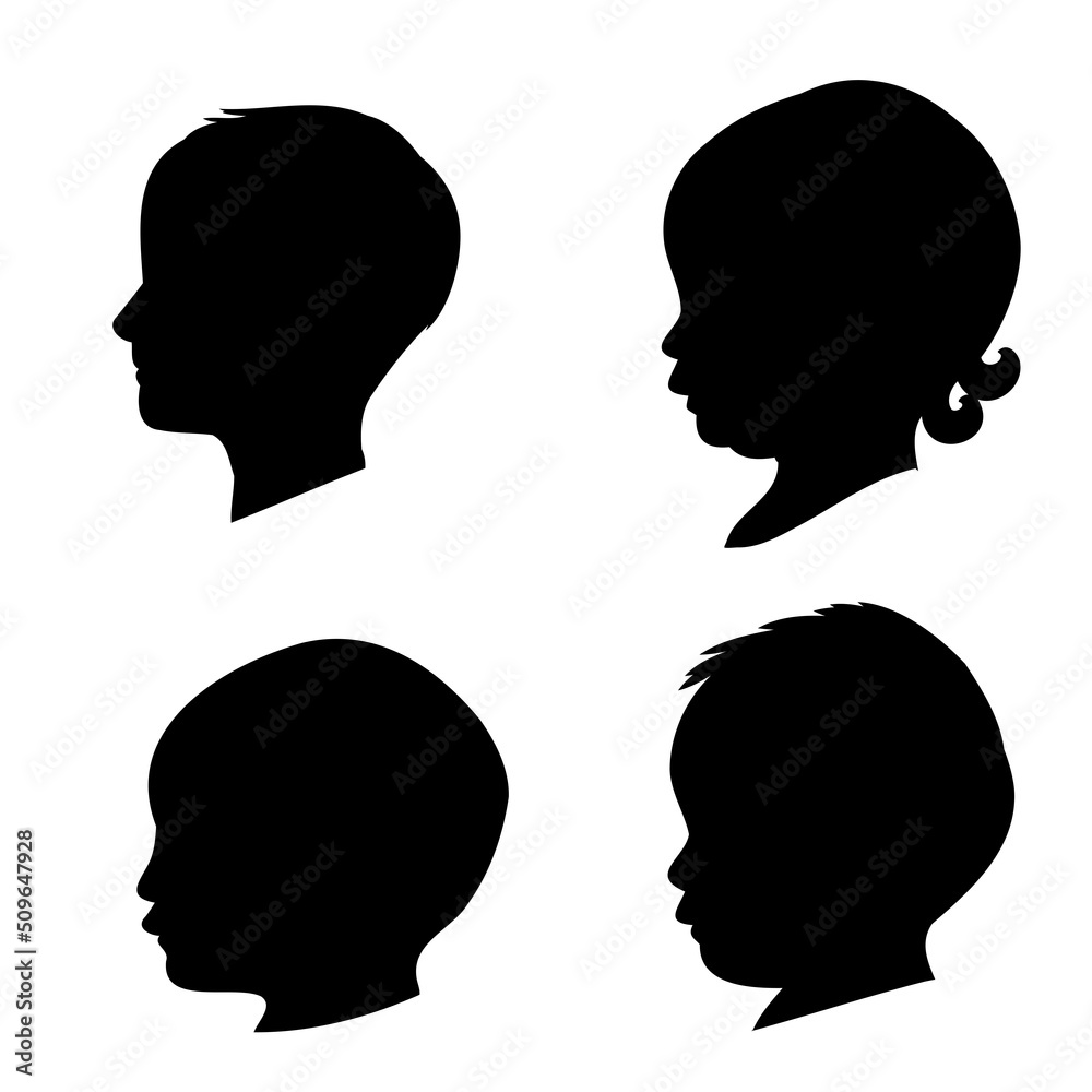 Silhouette of a profile of a child's head. flat vector illustration isolated on white background