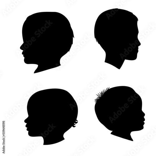Silhouette of a profile of a child's head. flat vector illustration isolated on white background