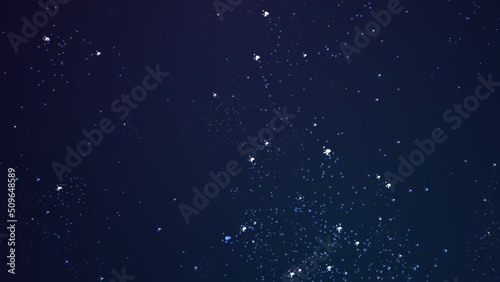 Abstract background with space dust. Starfug. Chaotic glitter on dark backtop. 3d rendering.