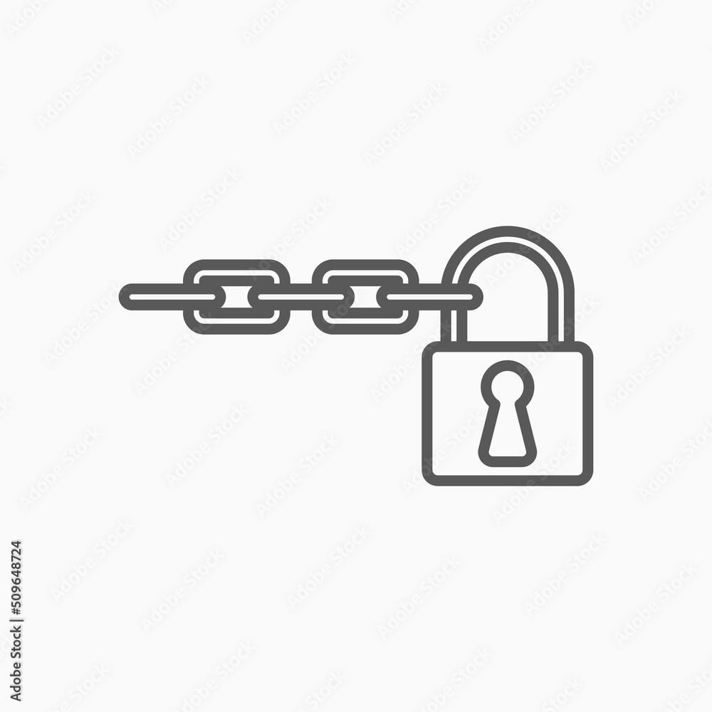 chain with lock icon, lock vector, chain illustration chain with lock icon, lock vector, chain illustration