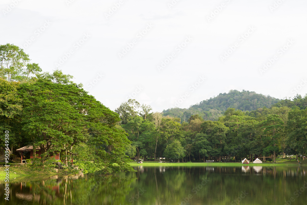 Khao Ruak Reservoir at Namtok Samlan National Park in Saraburi Thailand is a reservoir where tourists come to relax or camping during the holidays	