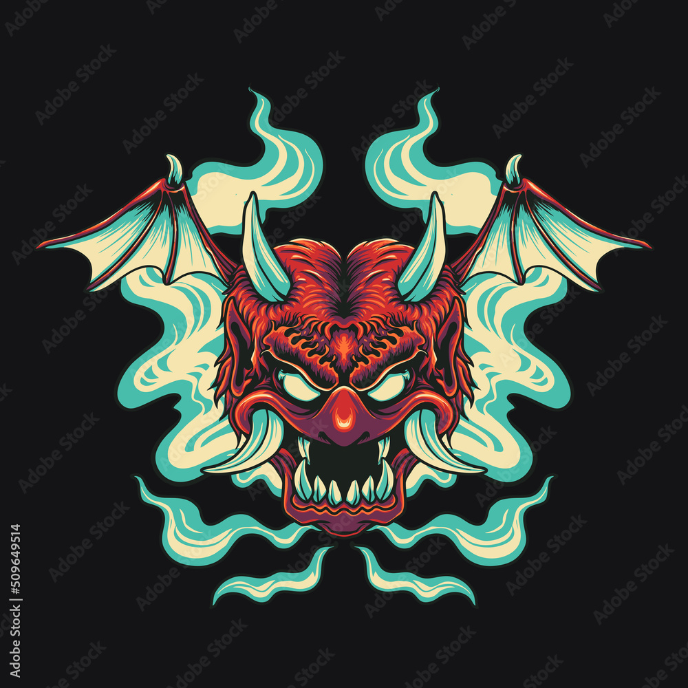 Oni Mask Demon Vector Illustration Oni Mask Demon Vector Illustration