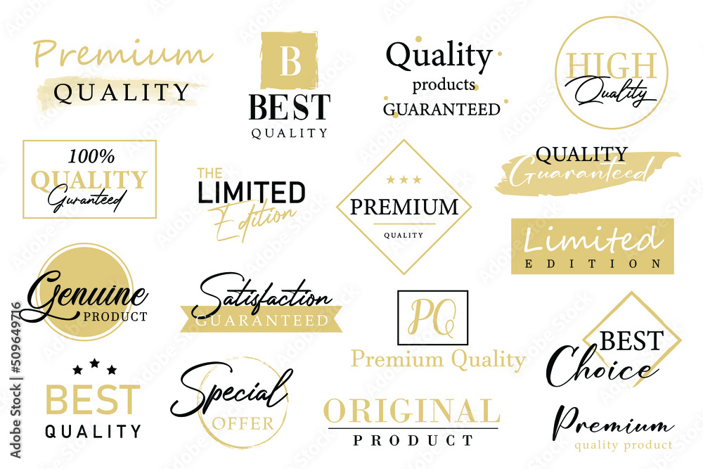 Set of vintage premium sign, stickers and elements.