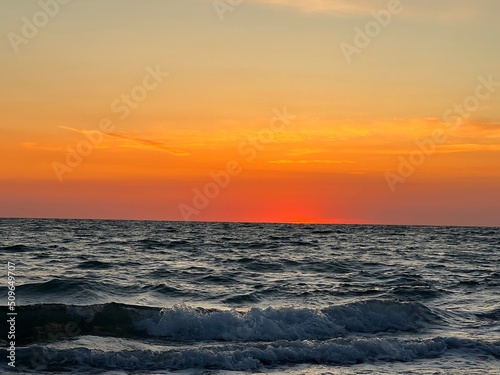 Orange Sunset over the Ocean