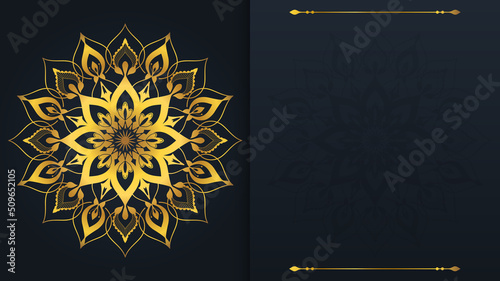 Obraz na płótnie Luxury golden mandala background vector with place for text. w salonie