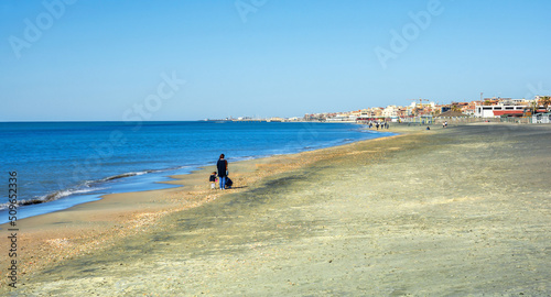 Tyrrhenian Sea. Ostia. Rome. Italy. Walk along the seashore