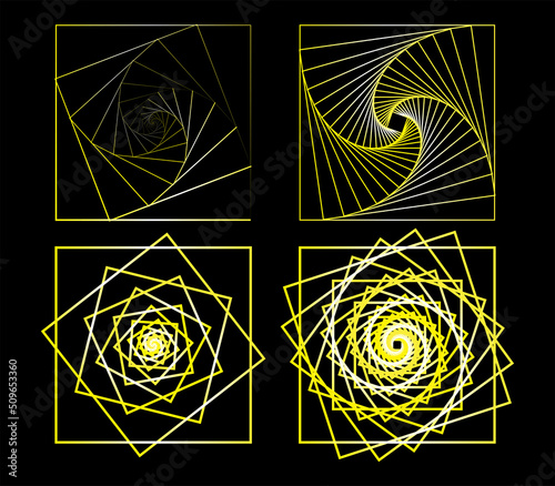 Geometric Rectangle Line Yellow White Element Set Art