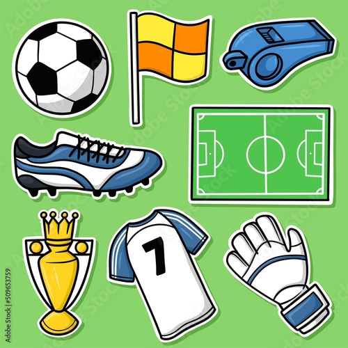 Sticker set football Cartoon Vector