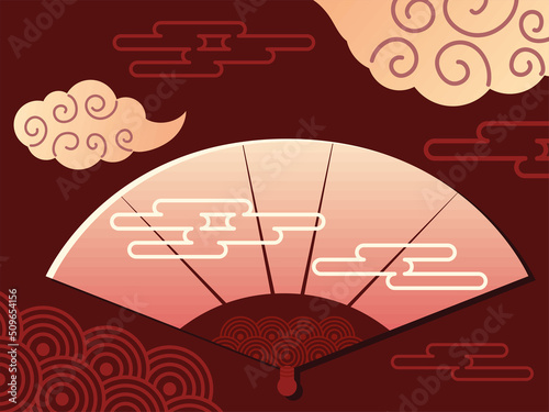 chinese fan and clouds