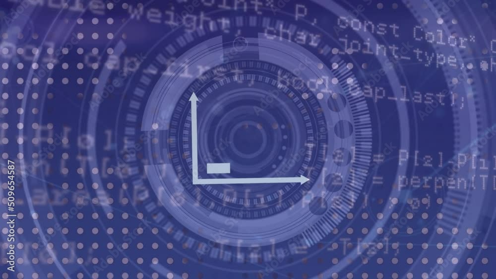 Animation of data processing and graph over scan scope on dark background Animation of data processing and graph over scan scope on dark background