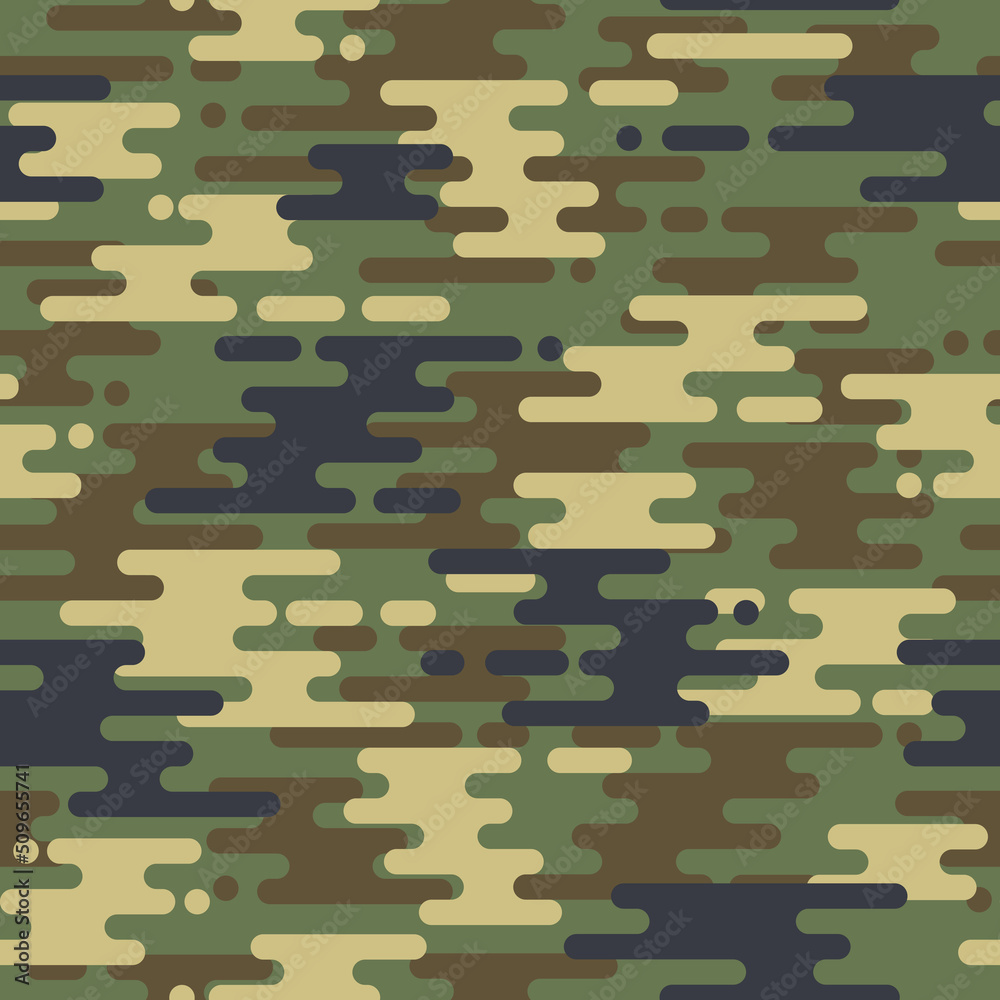 Fototapeta premium Camouflage seamless pattern texture. Abstract modern vector military camo backgound. Fabric textile print template. Vector illustration.