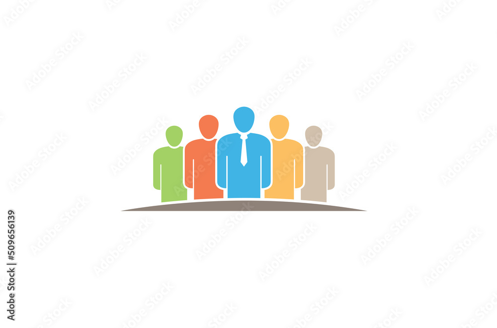 creative group of people team work crowd connection abstract characters logo vector sign symbol illustration