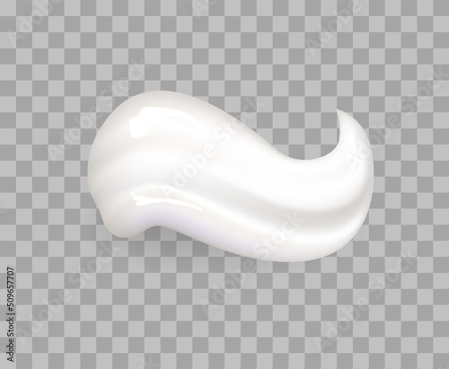 Smear realistic icon vector isolated on transparent background. Cream mousse tasty whipped product on milk base, vanilla foam, creamy yogurt milky swirl