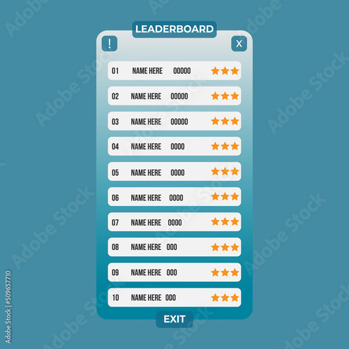 Vector Leader board, Game leaderboard Set with abstract background  Game users interface design, Menu, Play game, Setting and loading page