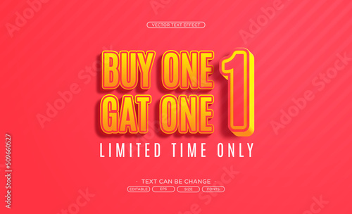 3d style text effect buy 1 get 1 promo sale.