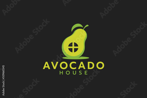 avocado house logo with a combination of avocado and window
