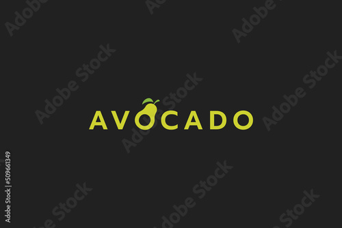 avocado logo with lettering and avocado as letter "O"